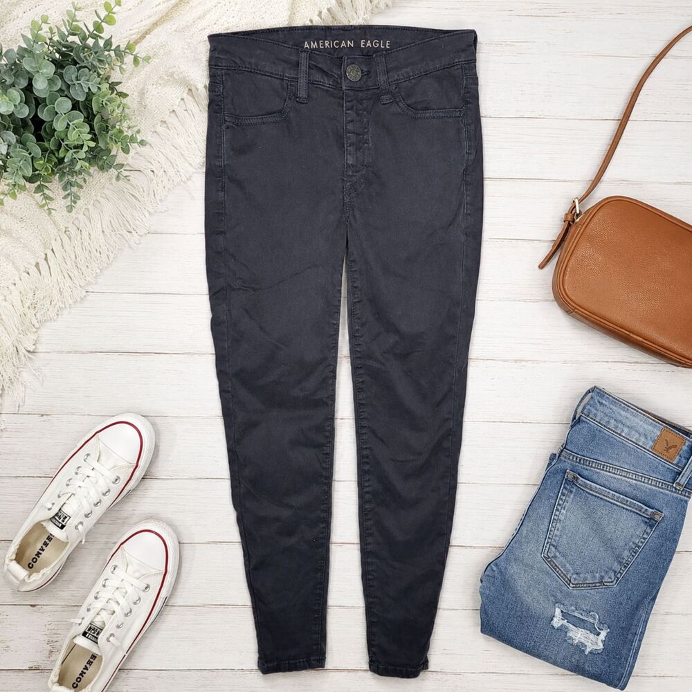 American Eagle Jeans Size 00 (26x29) Womens Jegging Highrise Black (897)